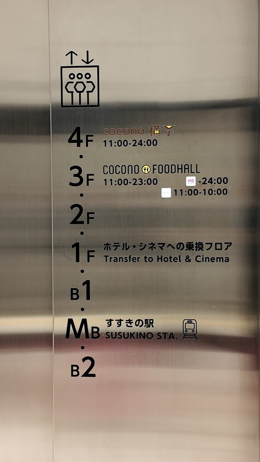 COCONO SUSUKINOエレベーター